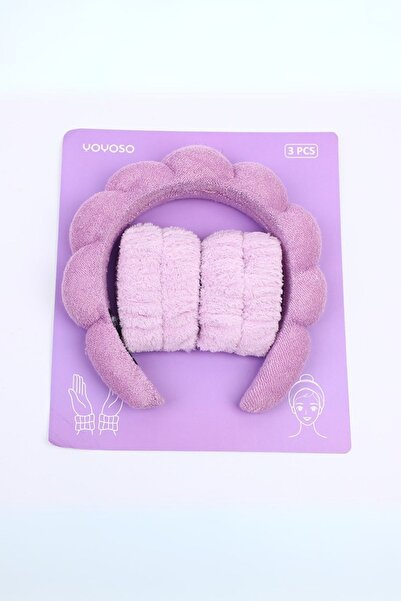 YOYOSO Bulut Saç Bantı ve Bilek Bantı Seti Mor