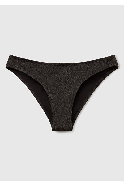 United Colors of Benetton Women's Black Glitter Classic Cut Normal Waist Bikini Bottom