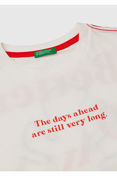 United Colors of Benetton Tricou oversize cu imprimeu alb pentru băiat