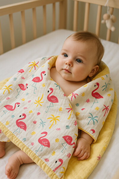 Çimen Butikk بطانية وغطاء أطفال متعدد الأغراض من الموسلين 70×80 سم 100% قطن 4...