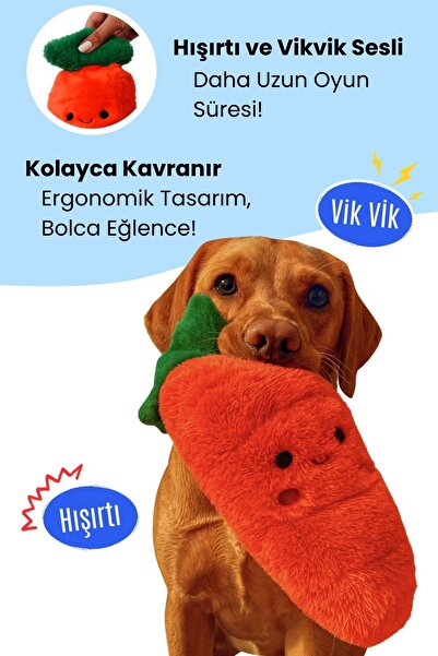Havhav Tombik Havuç Peluş Köpek Oyuncağı | Vikvik ve Hışırtı Sesli Turuncu Köpek Oyun Uyku Arkadaşı