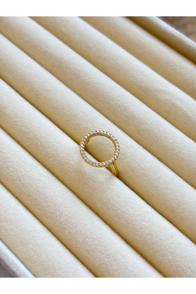 lotusbybuket 14K Gold Color Vip Steel Zirconium Round Detail Adjustable Ring