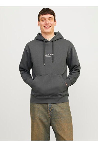 Jack & Jones Hooded Collar Dark Gray Men's Sweatshirt 12241687_Jorvesterbro Sweat Hood No