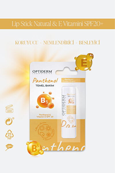 Optiderm Lip Stick Natural & E Vitamini SPF20+