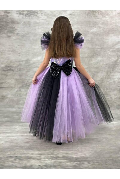 Genel Markalar KIZ ÇOCUK PULLU KUROMİ KOSTÜMÜ KIZ ÇOCUK ABİYE ELBİSE TAÇ LI HEDİYE