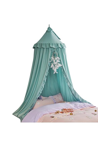OEM Baldachin rotund pentru pat de prințesă pentru copii, verde turcoaz, 60x275 cm