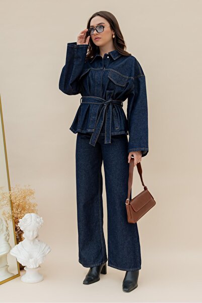 İKRAFASHİON Темно-синій джинсовий костюм