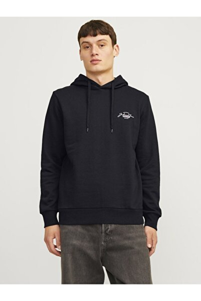 Jack & Jones Men's Black2 Jjferris Sweat Hood Sweatshirt 12256838-Black