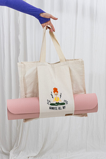 Lorenzella حقيبة يوجا مطرزة، مع حجرة حمل حصيرة، قماش قماش متين