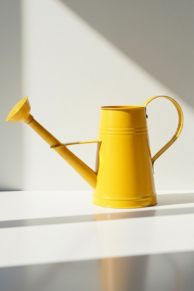 Desen Dekorasyon Stella, recipient metalic pentru udare, cu flori, de 3 litri, galben - udatoare decorativă modernă, multifuncțională