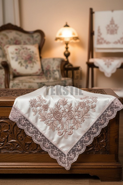 Çt Çeyizci Tekstil French Laced Embroidered, Satin Luxury Dowry Bundle, Engagement Bundle