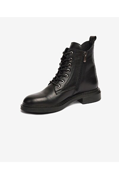 Greyder Kadın Siyah Hakiki Deri Military Bot 4K2UB59183