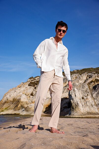 COMBİNE MİCHAİL Relaxed Fit Cotton Linen Pants
