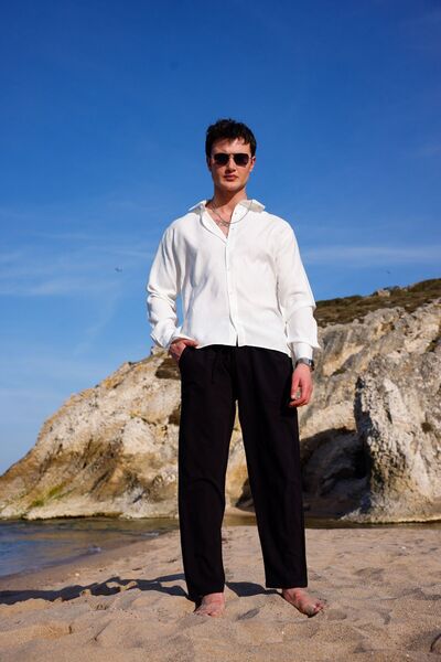 COMBİNE MİCHAİL RELAXED FIT PAMUKLU KETEN PANTOLON