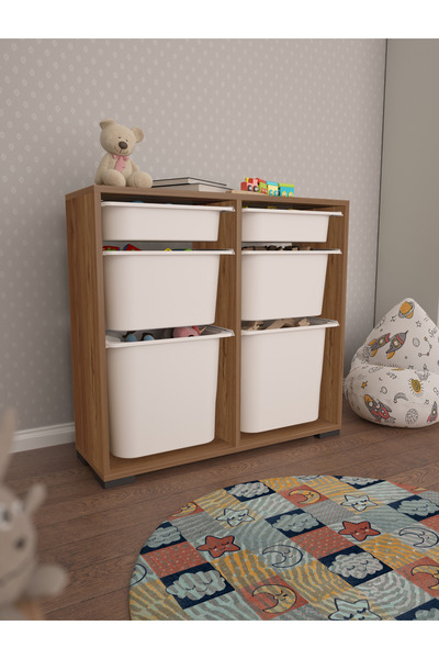 Pratico Carla 2 + 2 + 2 Tropik Ceviz Ultra Derin Sepetli Çok Amaçlı Dolap Oyu...