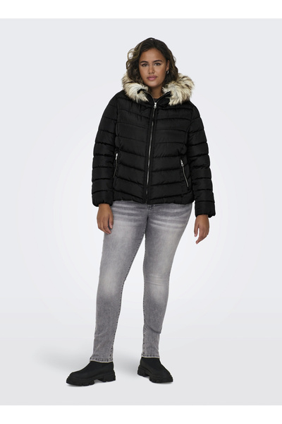 ONLY Siyah Kadın Mont CARNEW ELLAN QUILTED HOOD JACKET OT