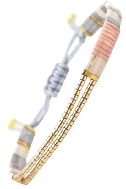 NAZLI TAKILAR سوار غير متماثل من خرز ميوكي تيلا الزجاجي الملون القابل للتعديل...