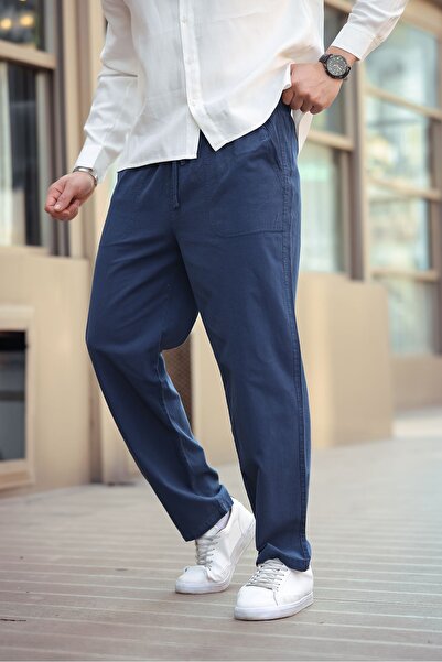 COMBİNE MİCHAİL RELAXED FIT PAMUKLU KIRIK BEYAZ KETEN PANTOLON