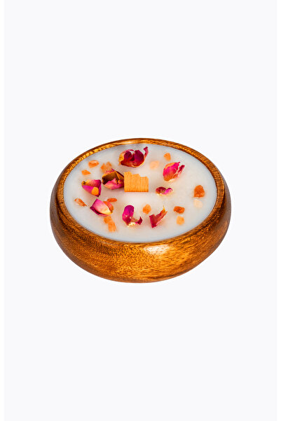 Khleos Rose Petal Gül Yaprağı Çilek Kokulu Beyaz Mum, Akasya Kase, 210g, 10x4...