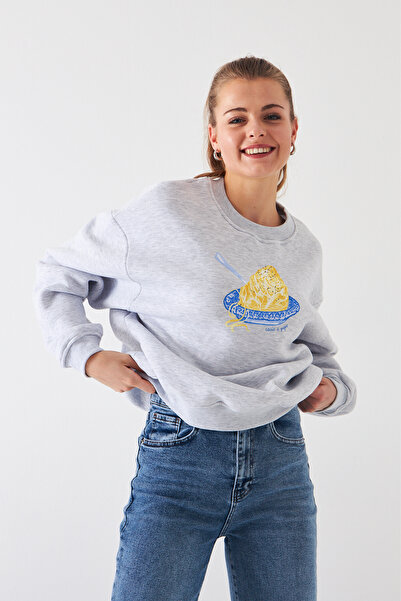 Disante سويت شيرت للجنسين بمقاس كبير مطبوع عليه Cacio e Pepe – ياقة دائرية، ص...