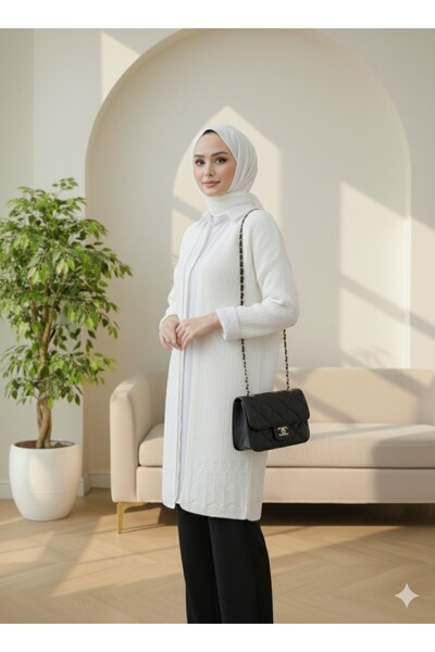 Modamorfo Sukně s vzorovaným prolamovaným kardiganem - Ecru