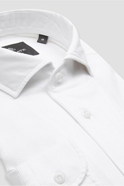 Abbate Antonio Armür Cotton Comfort Fit White Mostra Collar Men's Plain Shirt