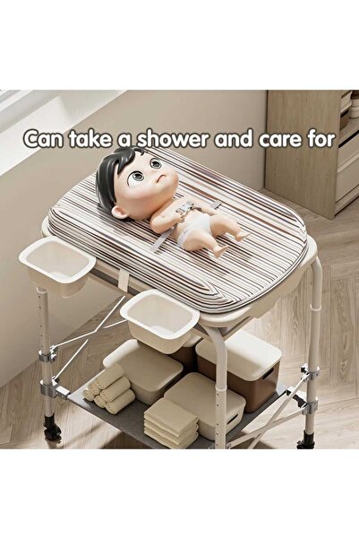 dehkah حوض استحمام 3 في 1 مع طاولة لتغيير الحفاضات ومكان التخزين منظم حضانة قابل للطي ثابت ومتحرك