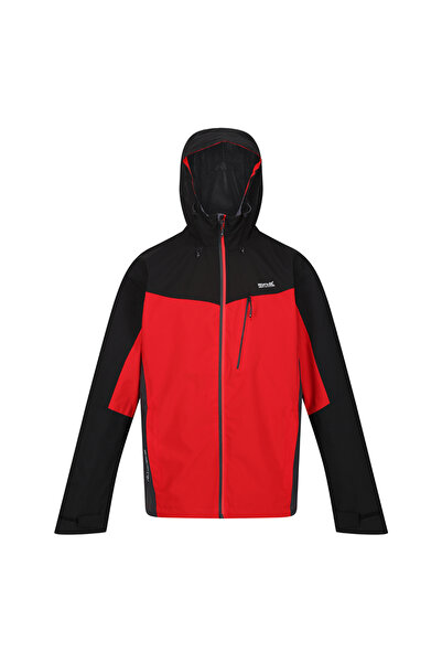 Regatta Kırmızı - Siyah Erkek Kapüşonlu Regular Fit Yağmurluk RMW279 Birchdale