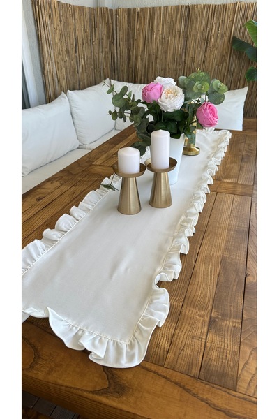 Decamor home Повний рюш Екрю Довгий бігунок Не залишає плям 40 x 160 см