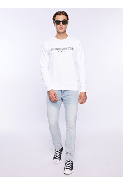 Jack & Jones Bisiklet Yaka Beyaz Erkek Sweatshırt 12250970_JPRBLAJASON BRANDI...
