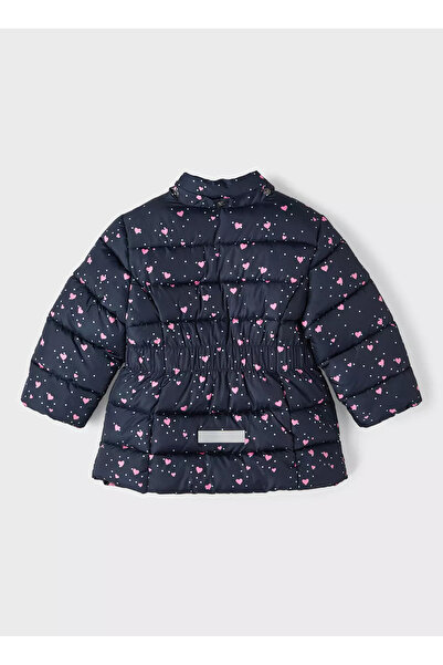 name ıt Lacivert Kız Bebek Kapüşonlu Normal Bel Kürklü Mont NMFMERETHE JACKET AOP1