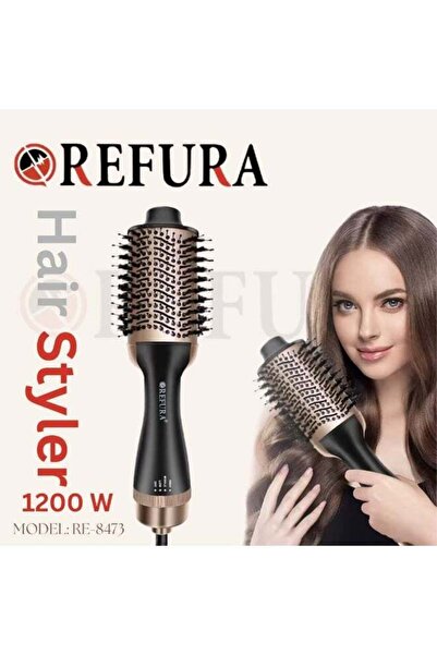 REFURA مكواة فرد وتجعيد الشعر ومجفف الشعر 3 في 1 - أسود