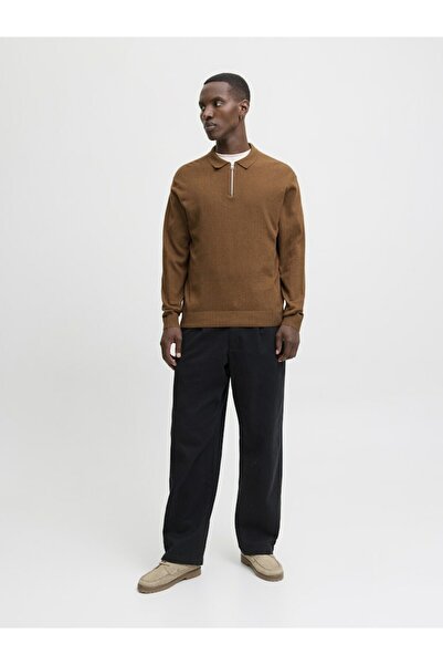 Jack & Jones Ανδρικό πουλόβερ και ζακέτα Jjeemil Knit Polo Half Zip Ls Noos 12268210-Monksrobe