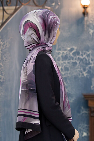 Vissona LÜKS MEDİNE İPEĞİ DUMAN DESENLİ KREM - MÜRDÜM RENKLİ 75X195 KIRIŞMAZ ...