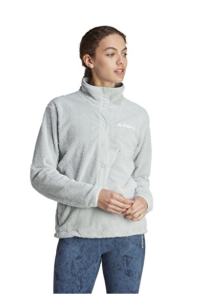 adidas Gümüş Kadın Dik Yaka Terrex Polar Sweatshırt IB1137-W XPL PILE SNAP WON