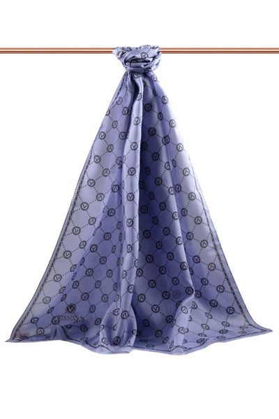 Vissona Σάλι 90x210 με μοτίβο λογότυπου 100% Silk V σε χρώμα λιλά