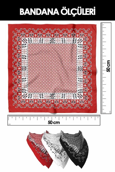 Modabutik E110 Women's Vintage Patterned Bandana 50X50 Pink Dg0206-22 Snz