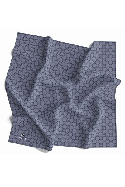Vissona 100% Твіл, шовковий, з монограмою, сірий колір, 90x90, шарф Спосіб пошиття: ручне шиття