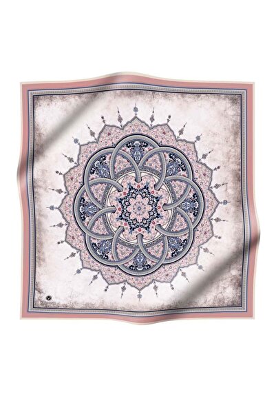 Vissona Baby Blue Colored 100% Twill Silk - Σάλι με σχέδιο 90x90 Κασκόλ: Ράψιμο στο χέρι