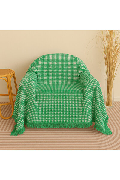 rellhome Pătură pentru canapea din bumbac ecru 170x170 cm – Pătură TV cu fran...