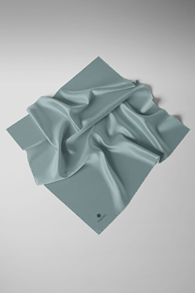 Vissona Viskon Twill İpek Az Hatalı Koyu Mint  Renkli 90x90 Düz Eşarp Dikim Ş...