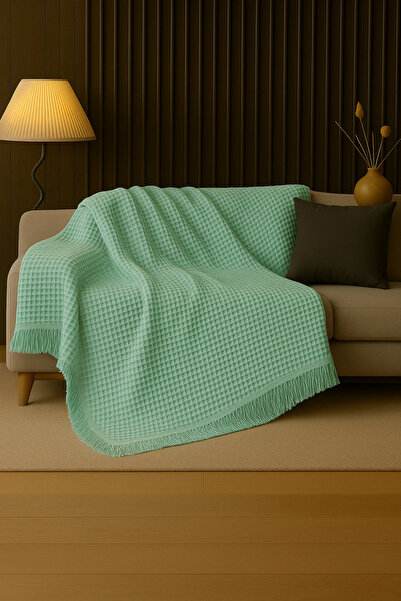 Rell Home Pamuklu Dokulu Koltuk Şalı 170x220 cm – Saçaklı TV Battaniyesi & Dekoratif Koltuk Örtüsü