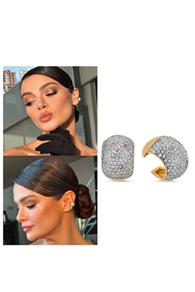 gaila design Zirkon Taşlı Kalın Model Tombik Earcuff Kıkırdak Küpe Tekli