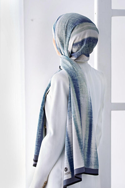 Vissona LÜKS MEDİNE İPEĞİ BATİK DESENLİ İNDİGO RENKLİ 75X195 KIRIŞMAZ ŞAL MOS...