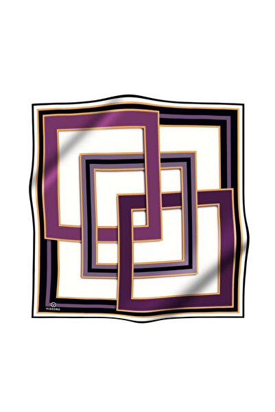 Vissona 100% Твіл Шовк Геометричний Візерунок Бузок - Фіолетовий Колір 90x90 Шарф Спосіб пошиття: Ручне шиття