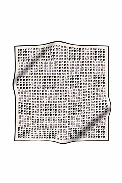 Vissona Сукня з геометричним візерунком, біла та чорна, 90x90 - 100% шовк твіл, ручне шиття