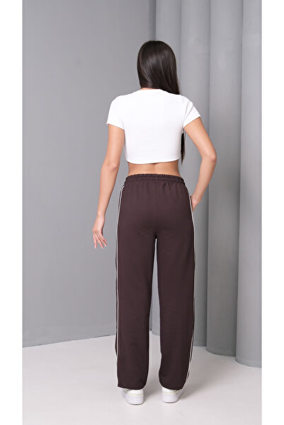 Ergün Γυναικείο παντελόνι με φαρδιά εφαρμογή ριγέ Premium βαμβακερό παντελόνι με 2 κλωστές