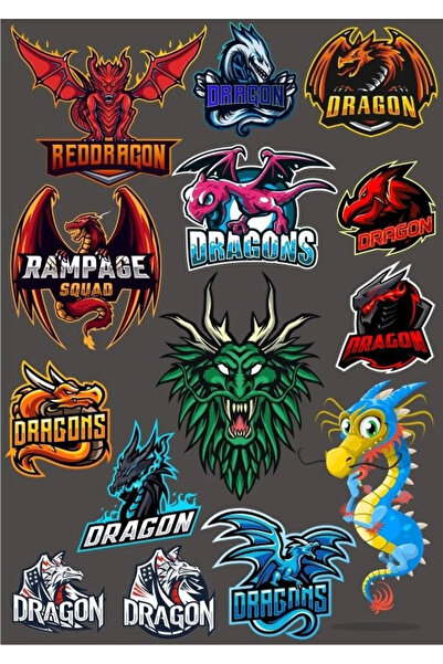 Reysa Tasarım مجموعة ملصقات التنين - 10 13 قطعة للهاتف والكمبيوتر اللوحي والك...