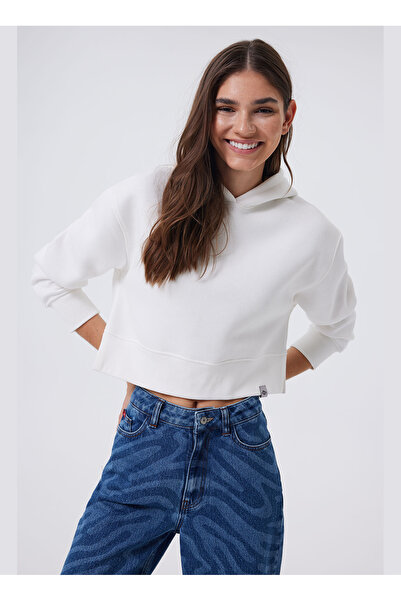 Lee Cooper Hooded Collar White Women's Sweatshirt 241 Lcf 241002 Fiona White