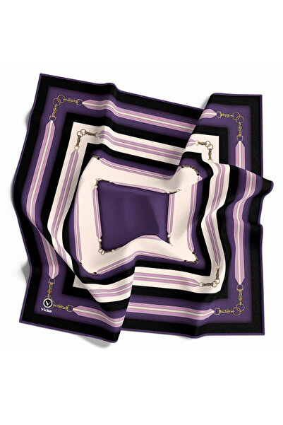 VİOLLA Twill Kemer Desenli Mor Renkli 90x90 Eşarp (İpek İçermez) Dikim Şekli ...